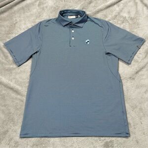 Kjus Performance UPF 50+ Polo Mens M Belle Haven Country Club Striped Golf Blue